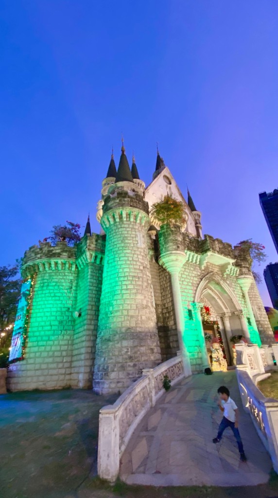 Castle at night with light effects