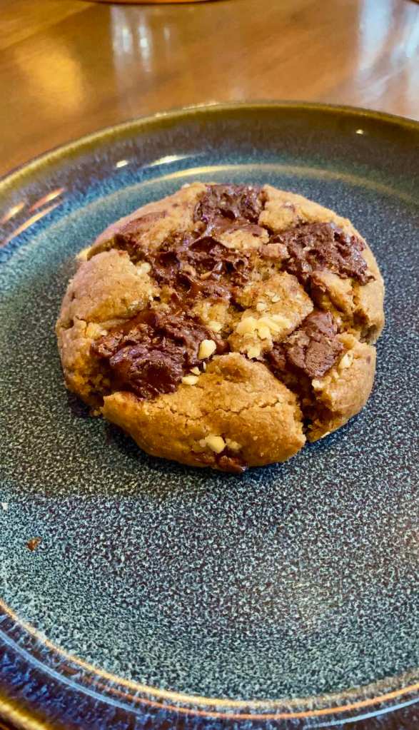 a piece of chocolate and peanut butter cookie on a plate